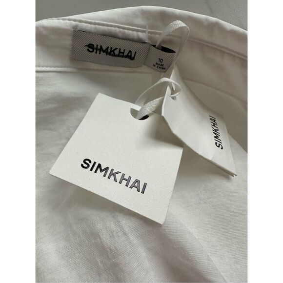 NWT Simkhai Cleo Balloon Pintuck Cotton Poplin Mini Dress White Size US 10 $345 - Picture 11 of 11